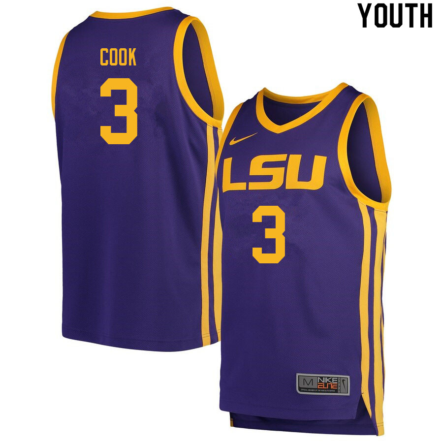 Youth #3 Jalen Cook LSU Tigers College Basketball Jerseys Sale-Retro